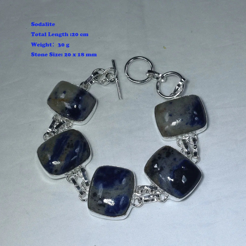 Genuine Labradorite Sodalite Lapis Lazuri Agate Green Onyx Amethyst Tiger Eye Bracelet  Silvers Overlay Copper