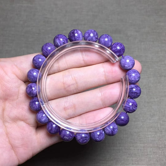 Natural Purple Charoite Round Beads Bracelet Stretch Russia 9mm Big Size Women Men Fashion Russia AAAAA