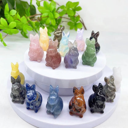 Amethyst, Quartz & Agate Rabbit Carving – Healing Gem Décor