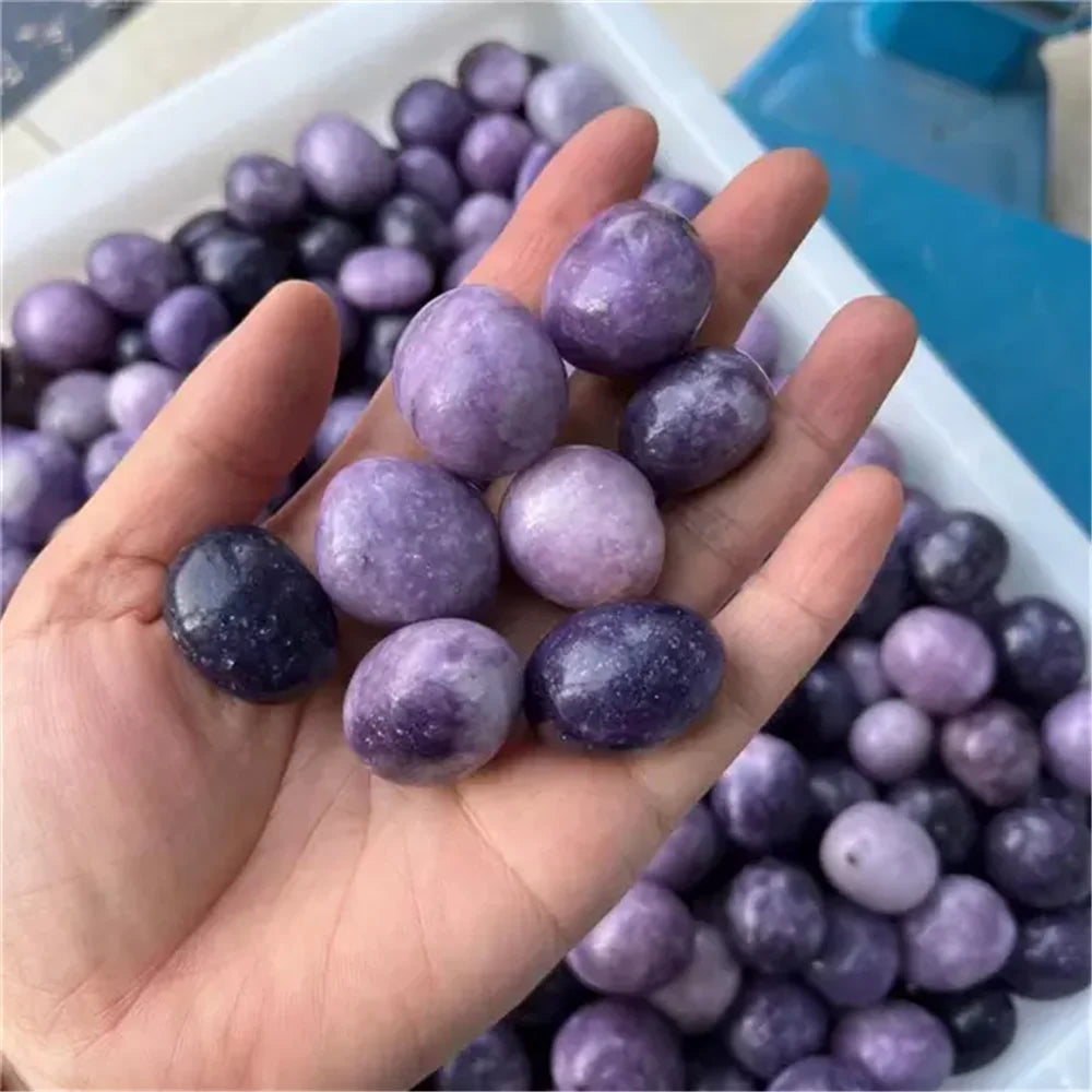 Piedras pulidas de lepidolita morada natural de cristales curativos de 20 a 30 mm para compradores de lepidolita