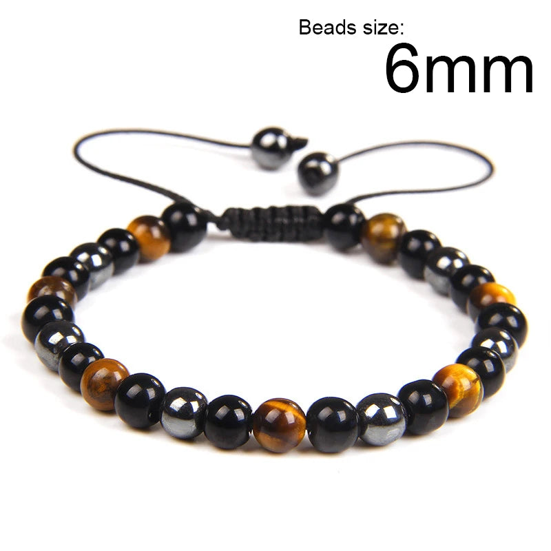 Obsidian Stone Hematite Tiger Eye Bead Bracelets Weight Loss Bracelet Handmade Adjustable Rope Bracelet Slimming Energy Jewelry