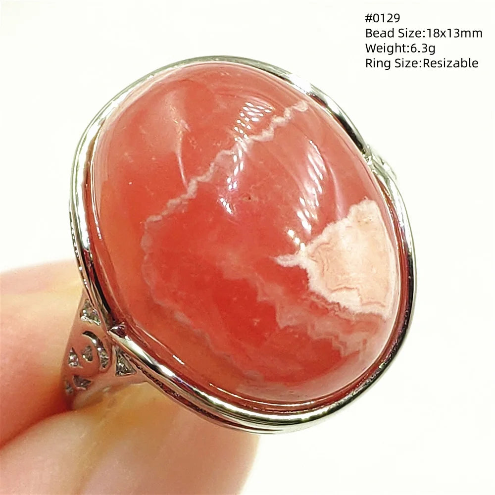 Natural Rose Rhodochrosite Ring Adjustable Ring Jewelry Woman Men Love Red Rhodochrosite Bead Healing Stone AAAAAA