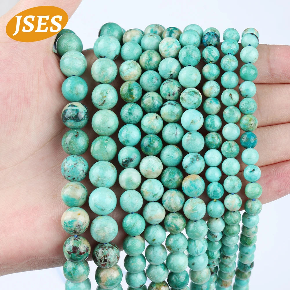 AA Natural Peru Turquoise Beads 6/8/10 mm Round Loose Beads Jewelry Making Craft DIY Gift Bracelets Necklace Accessories Charms