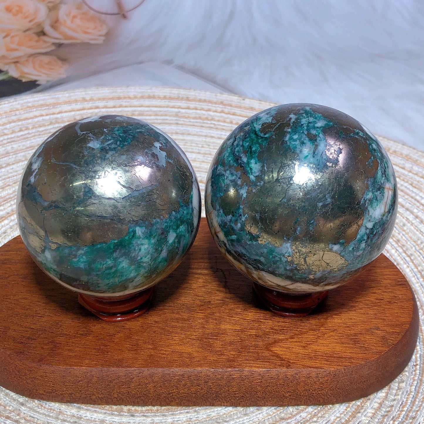 Natural Crystals Dioptase Pyrite Sphere Balls Polished Room Decor Energy Gift Mineral Ore Stone