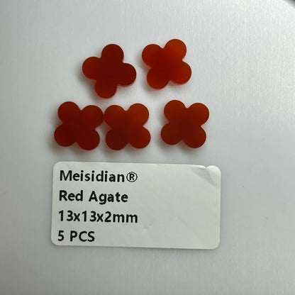 5pcs Meisidian 8mm~23mm Malachite Onyx Red Agate White Mother Of Pearl Four Leaf Clover Stone Pendant