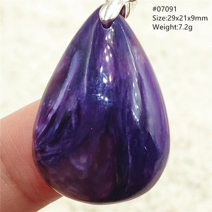 Natural Purple Charoite Water Drop Gemstone Pendant Women Men Charoite Bead Best Necklace Jewelry 925 Sterling Silver AAAAAA