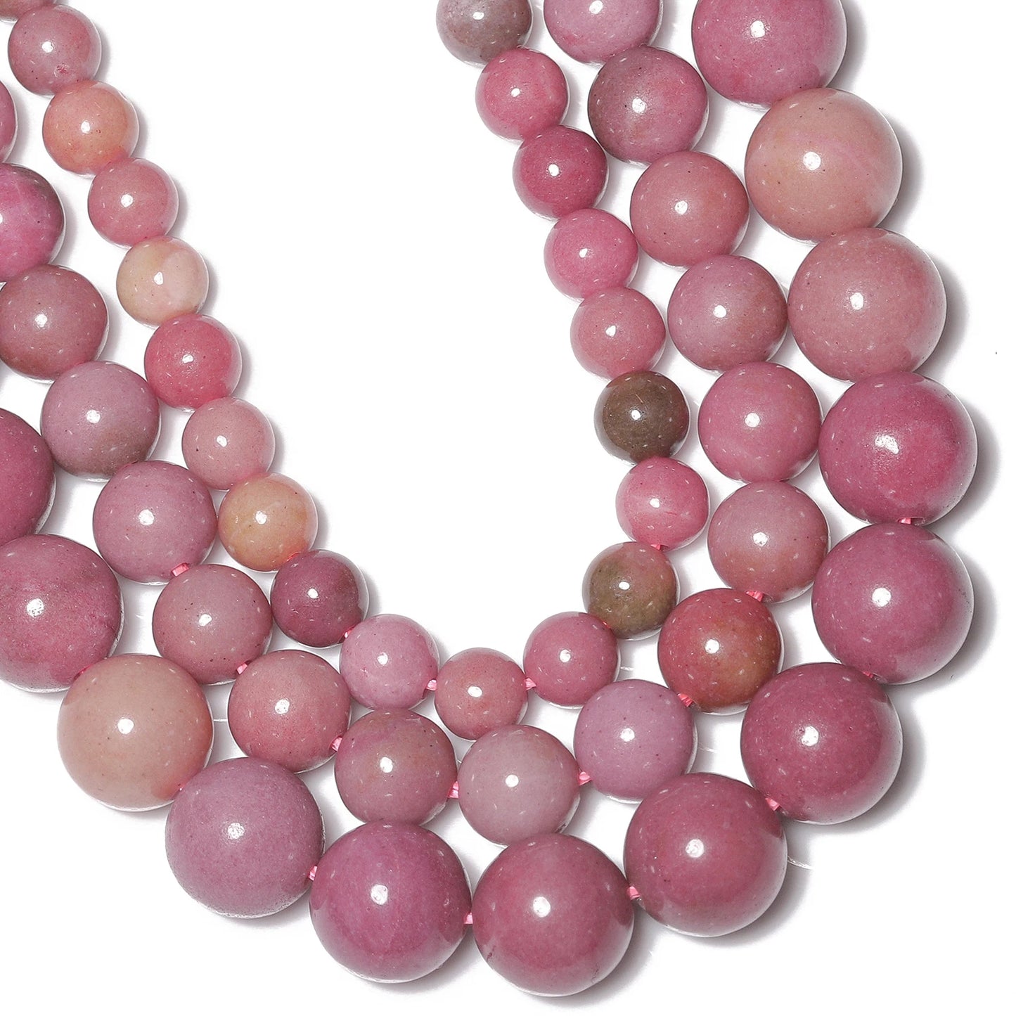 Natural Rhodochrosite Stone Beads 6-10mm Round Loose Spacer Beads for Jewelry Making Handmade Beadings Crafts Accessories