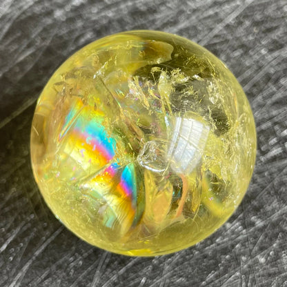 Natural Stone Citrine Crystal Ball Rainbow Quartz Sphere Polished Rock Reiki Healing