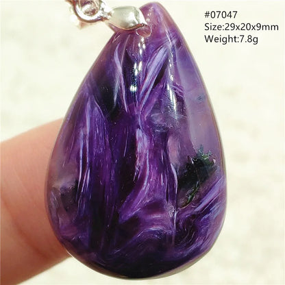 Natural Purple Charoite Pendant Necklace Jewelry Women 925 Sterling Silver Rare Gift Charoite Bead AAAAA