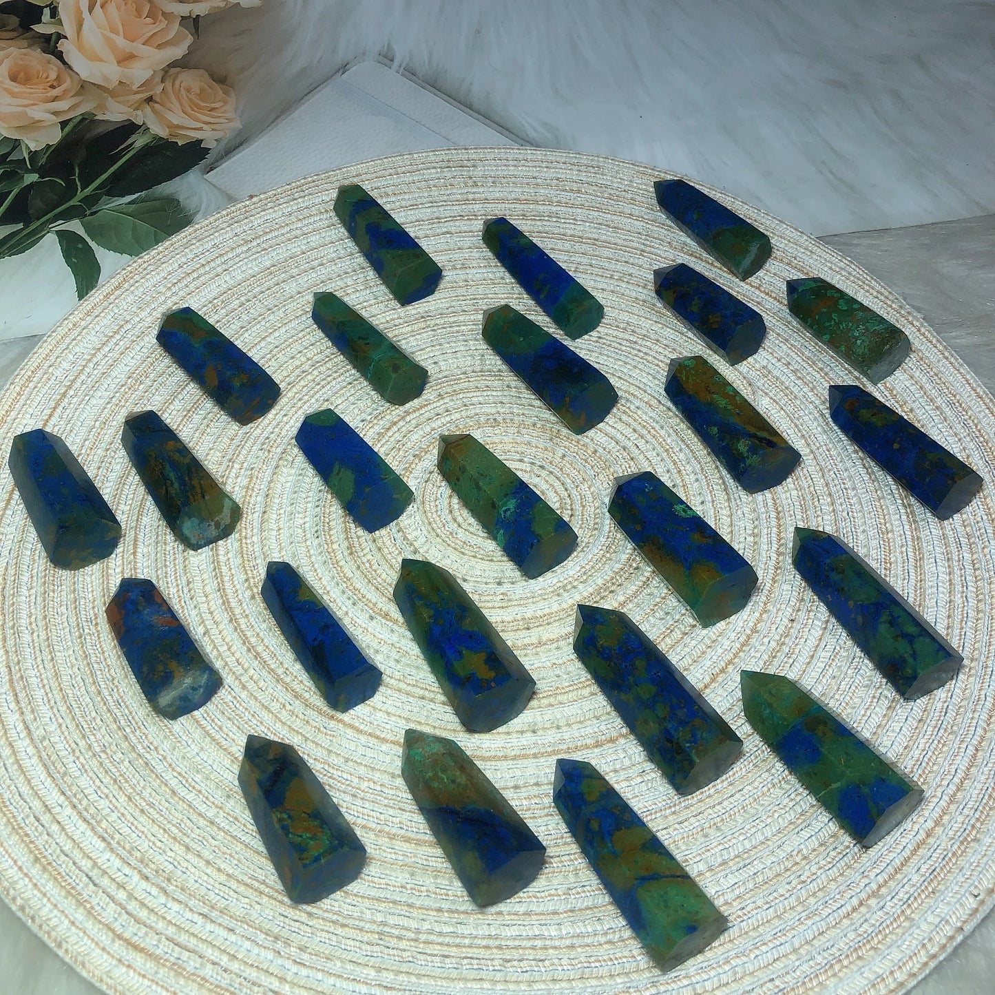 Natural Crystals Chrysocolla With Azurite Tower Healing High Quality Energy Mineral Wholesale Reiki Home Decroration