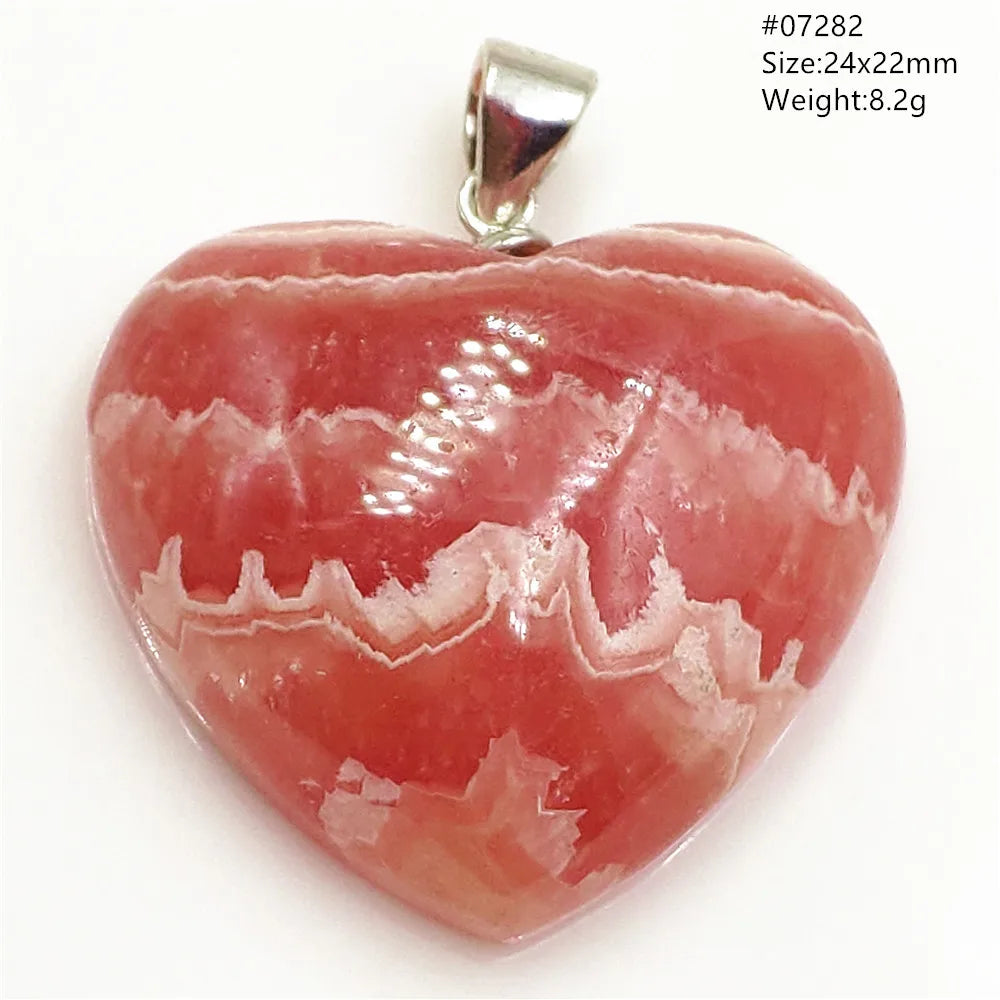 Natural Red Argentina Rhodochrosite Pendant Necklace Rose Rhodochrosite Heart Pendant Women Men Necklace AAAAA