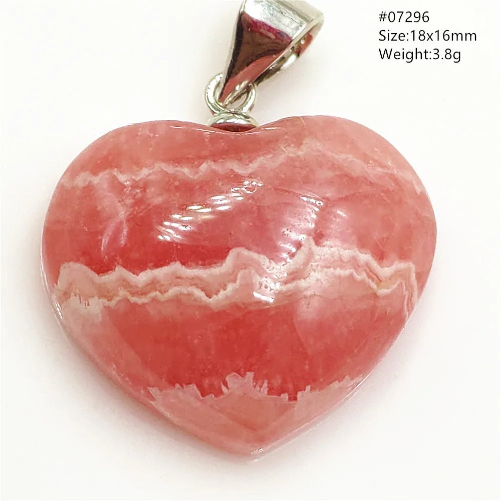 Natural Red Argentina Rhodochrosite Pendant Necklace Rose Rhodochrosite Heart Pendant Women Men Necklace AAAAA