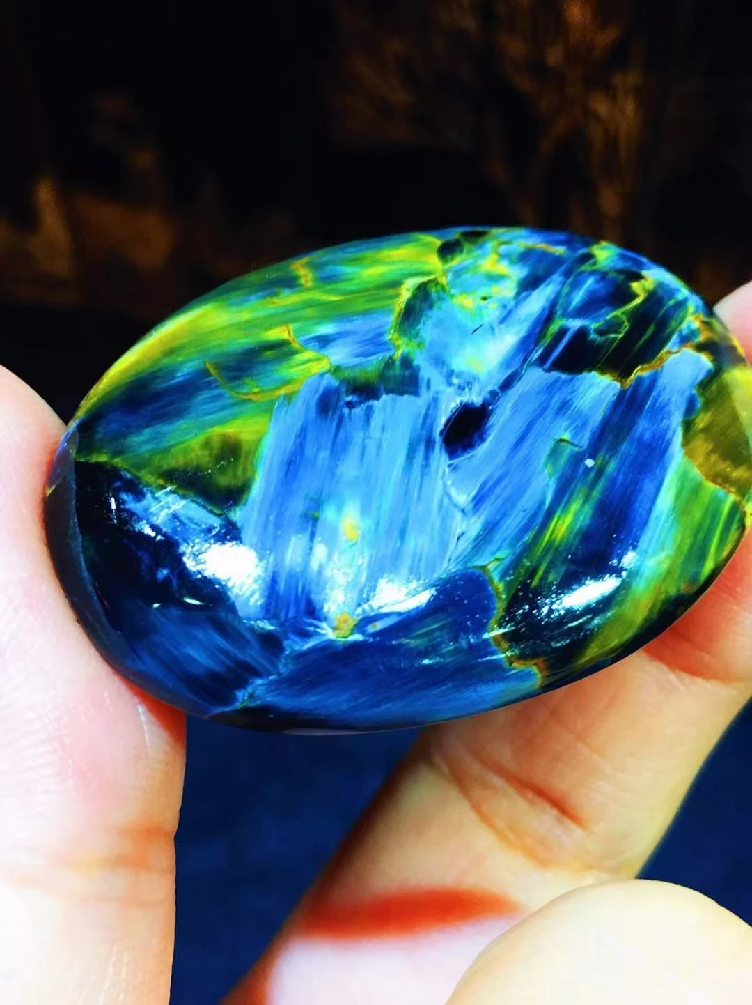 Natural Blue Pietersite Round Pendant 39.7x29.7x6.8mm Oval Women Men Pietersite Namibia Necklace Jewelry AAAAAA