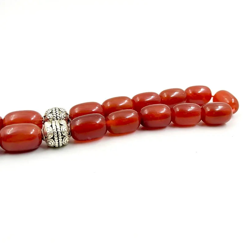 Natural Red Agate 5A Beaded Bracelet – Premium Semi-Precious Stone Strand with Red Pendant