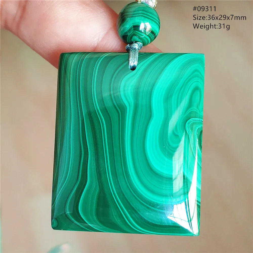 Natural Green Malachite Chrysocolla Pendant Jewelry Rectangle Women Men Big Fashion Green Chrysocolla Fashion Necklace AAAAAA