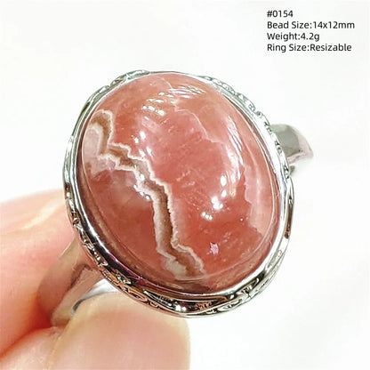 Natural Rose Rhodochrosite Ring Adjustable Ring Jewelry Woman Men Love Red Rhodochrosite Bead Healing Stone AAAAAA