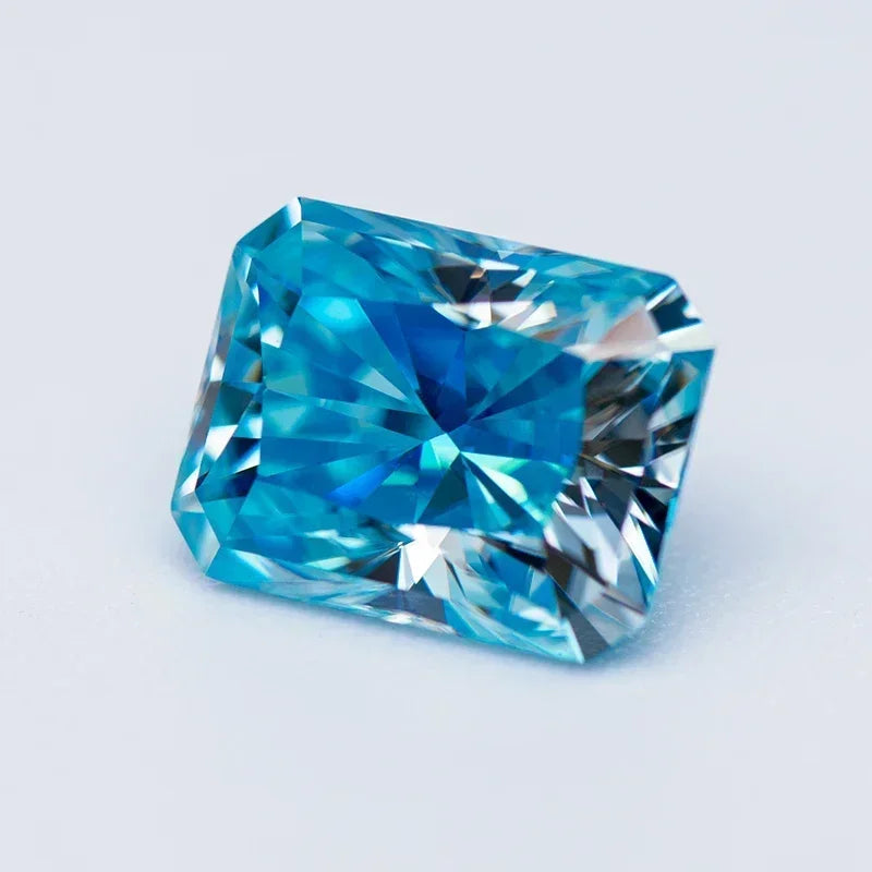 Moissanite Stone Gemstone Aquamarine Color Radiant Cut Lab Grown Diamond for Charm Woman Diy Jewelry Making GRA Certificate