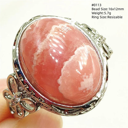 Natural Rose Rhodochrosite Ring Adjustable Ring Jewelry Woman Men Love Red Rhodochrosite Bead Healing Stone AAAAAA