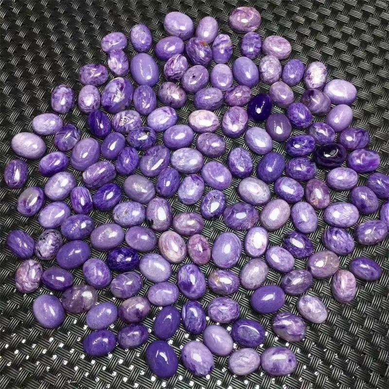 2PCS Natural Charoite Cabochão Jóias acessórios DIY Pingente Brinco Pulseira Reiki Pedra de Cura DIY Acessórios 12-14mm