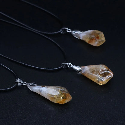 Polishing Brazil Citrine Charm Pendant Necklace Exquisite Natural Crystal Stone Gemstone Healing Reiki Enegry DIY Jewelry Making