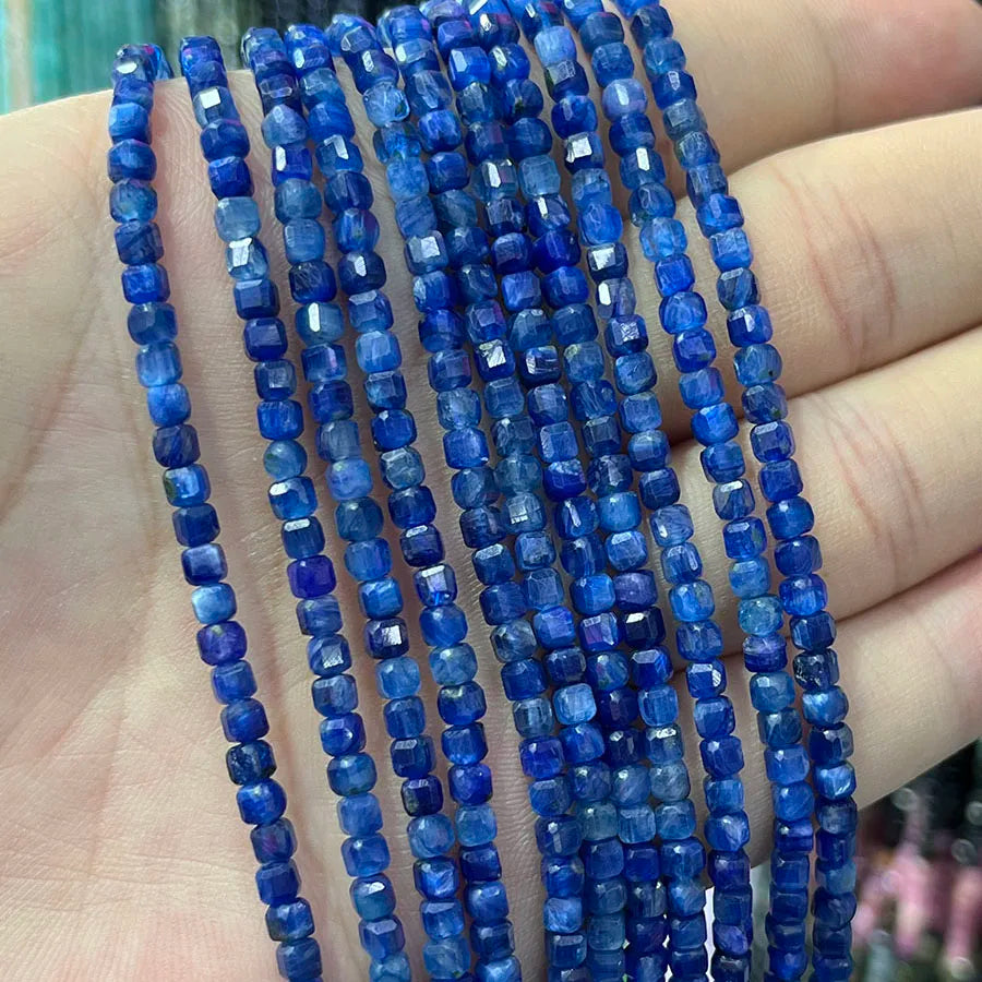 Natural Crystal Kyanite Stone Handmade Faceted Cube Loose Beads For DIY Jewelry Making Bracelet Necklace 15Ã¢â‚¬Å“ 3mm