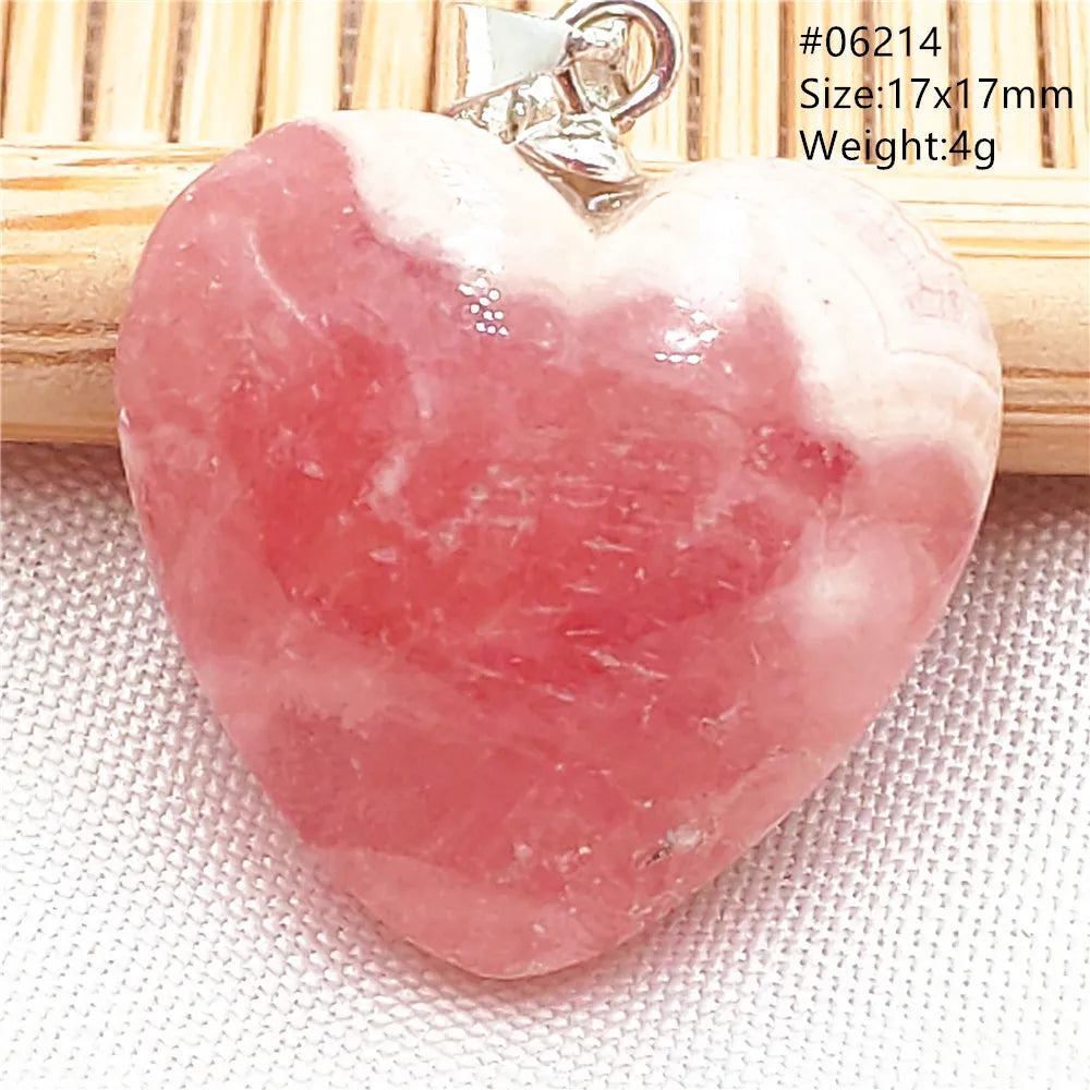 Natural Red Argentina Rhodochrosite Pendant Necklace Rose Rhodochrosite Heart Pendant Women Men Necklace AAAAA