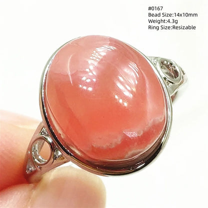 Natural Rose Rhodochrosite Ring Adjustable Ring Jewelry Woman Men Love Red Rhodochrosite Bead Healing Stone AAAAAA