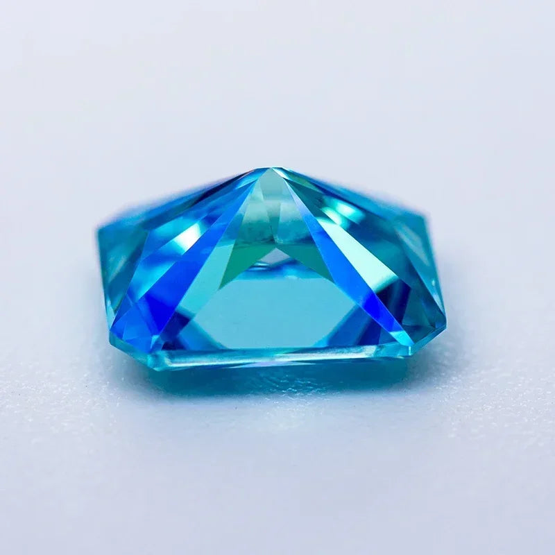 Moissanite Stone Gemstone Aquamarine Color Radiant Cut Lab Grown Diamond for Charm Woman Diy Jewelry Making GRA Certificate