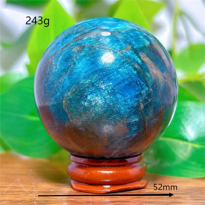 Esfera de Apatita Cristal Pedra de Quartzo Natural Decoração para Casa Minerais Reiki Artesanato Presentes Amor Energia Cura Meditação + Suporte