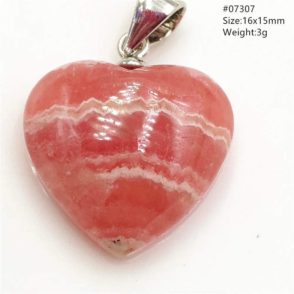 Natural Rose Rhodochrosite Pendant Heart Red Rhodochrosite Love Bead Pendant Necklace Women Rare Rose Necklace AAAAA