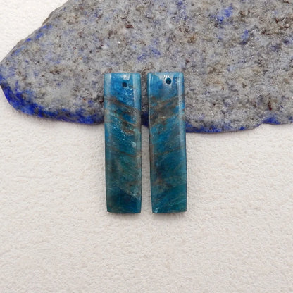 Brincos de cristal de apatita azul de pedra natural contas para fazer joias brincos de pedra para mulheres 35x9x4mm 7g