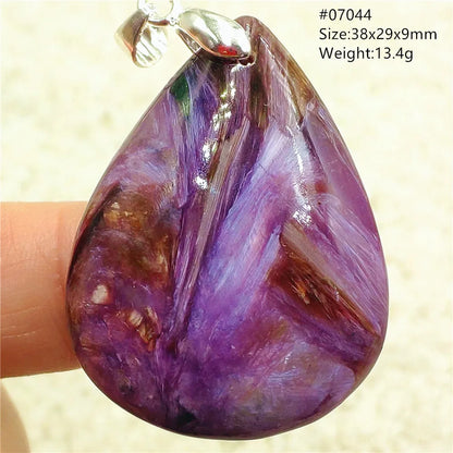 Natural Purple Charoite Pendant Necklace Jewelry Women 925 Sterling Silver Rare Gift Charoite Bead AAAAA