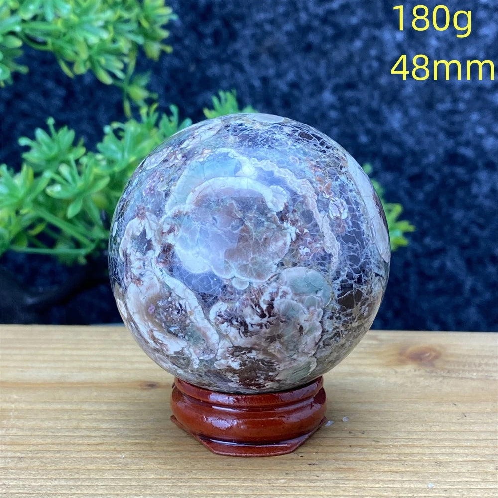 1pcNatural Green Cherry Blossom Stone Agate Gem Energy Sphere Healing Reiki Crystal Ball Garden Aquarium Home Decor Holiday Gift