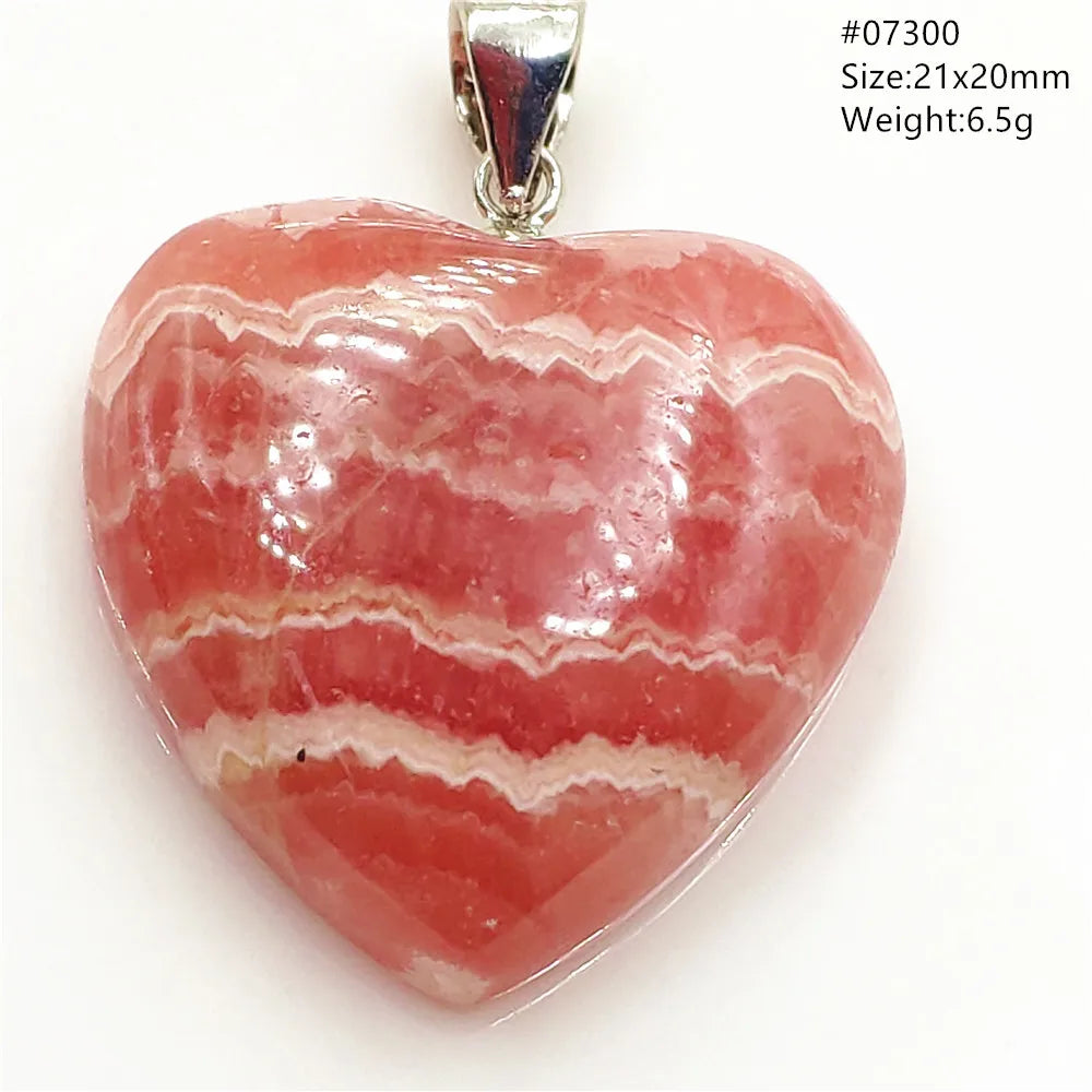 Natural Red Argentina Rhodochrosite Pendant Necklace Rose Rhodochrosite Heart Pendant Women Men Necklace AAAAA