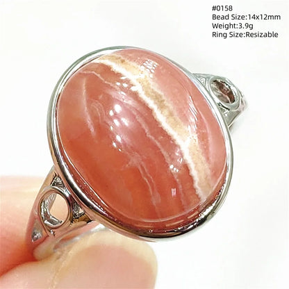 Natural Rose Rhodochrosite Ring Adjustable Ring Jewelry Woman Men Love Red Rhodochrosite Bead Healing Stone AAAAAA