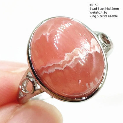 Natural Rose Rhodochrosite Ring Adjustable Ring Jewelry Woman Men Love Red Rhodochrosite Bead Healing Stone AAAAAA