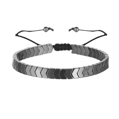 Pulsera de cuentas de piedra de hematita negra con 7 estilos de abalorios, joyería para hombres, pulsera tejida magnética para el cuidado de la salud para mujeres, regalo