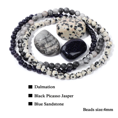 Hot 3pcs Lapis Lazuli Beaded Bracelets With Natural Stone Blue Aventurine Sodalite Quartzs 4mm Beads Bracelet Set For Women Men