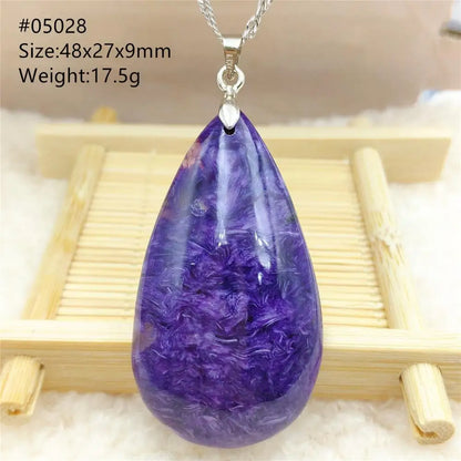 Natural Purple Charoite Pendant Necklace Jewelry Women 925 Sterling Silver Rare Gift Charoite Bead AAAAA