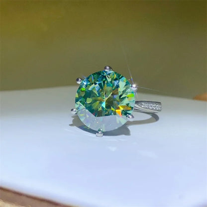 5/10 Carat Green Moissanite Rings High Grade s925 Silver Moissanita Gemstone Plate Au750 Wedding Ring Jewelry Pass Diamond Test