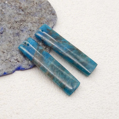 Brincos de cristal de apatita azul de pedra natural contas para fazer joias brincos de pedra para mulheres 35x9x4mm 7g