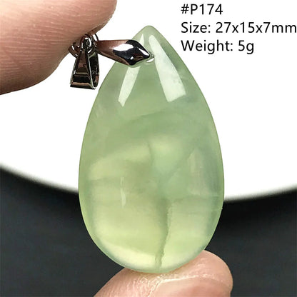 Colgante de prehnita verde natural superior para mujeres, hombres, riqueza, suerte, curación, regalo de Reiki, cuentas de cristal, piedras preciosas, joyería de plata AAAAA