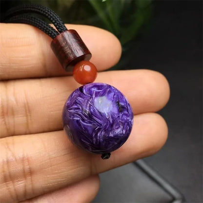 Colgante de esfera de charoita natural S925, cristal curativo, Reiki, regalo para mujer, colgante de joyería con piedras preciosas, regalo, 18 MM, 1 ud.