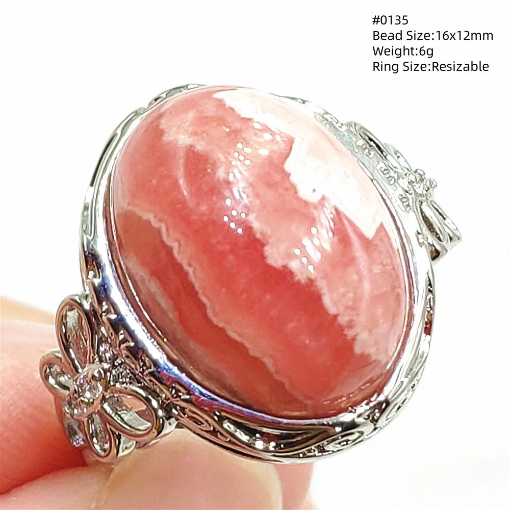 Natural Rose Rhodochrosite Ring Adjustable Ring Jewelry Woman Men Love Red Rhodochrosite Bead Healing Stone AAAAAA