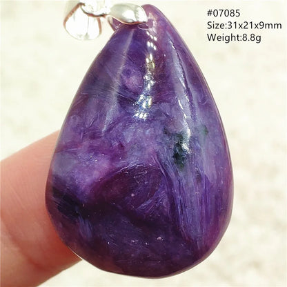 Natural Purple Charoite Water Drop Gemstone Pendant Women Men Charoite Bead Best Necklace Jewelry 925 Sterling Silver AAAAAA