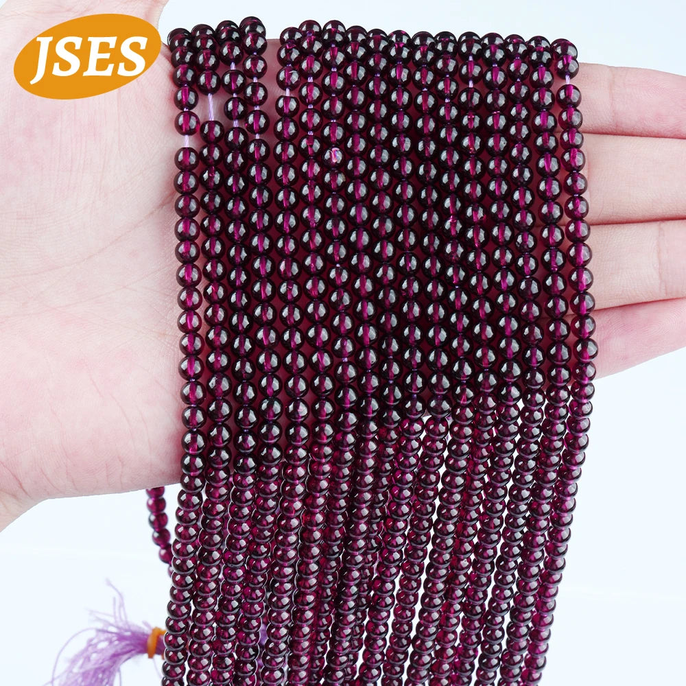 Cuentas sueltas de granate morado natural AAA de almandita para hacer joyas, pulseras, collares, accesorios de cuentas al por mayor