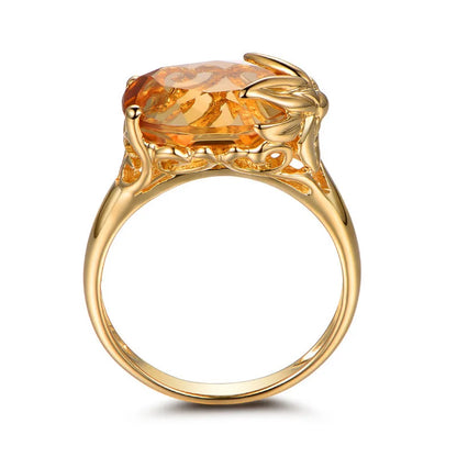 Anéis de ouro 18 K com topázio natural para mulheres para participar da festa, pedra preciosa peridoto, anéis de casamento, diamante, joias de noivado, anéis finos