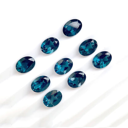 Eye Clean London Blue Topaz 5pcs/lot Facet Oval 6x8mm-7x9mm Semi-precious Natural Stone Loose Gemstone For Jewelry Making