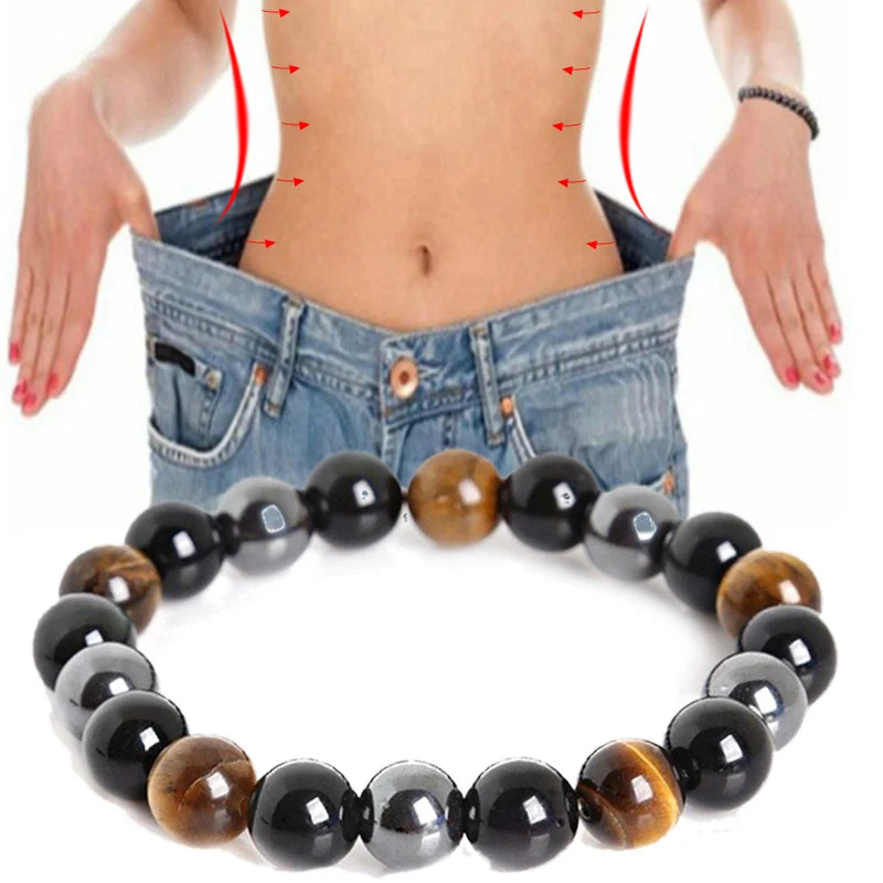 Obsidian Stone Hematite Tiger Eye Bead Bracelets Weight Loss Bracelet Handmade Adjustable Rope Bracelet Slimming Energy Jewelry