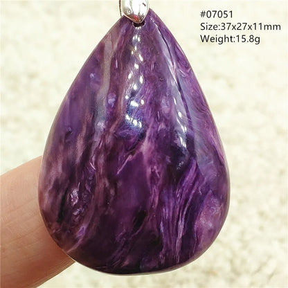 Natural Purple Charoite Water Drop Gemstone Pendant Women Men Charoite Bead Best Necklace Jewelry 925 Sterling Silver AAAAAA